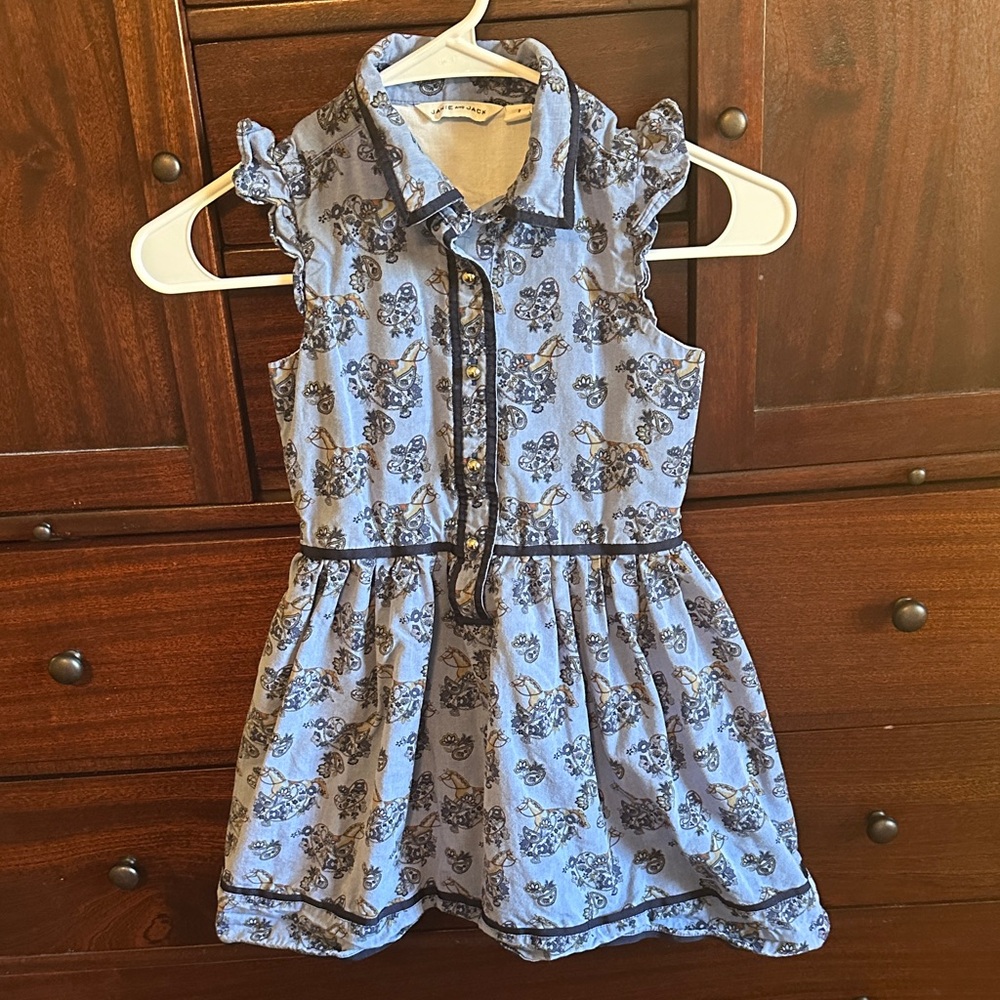 Janie and Jack Blue Paisley Ruffle Dress Size 7